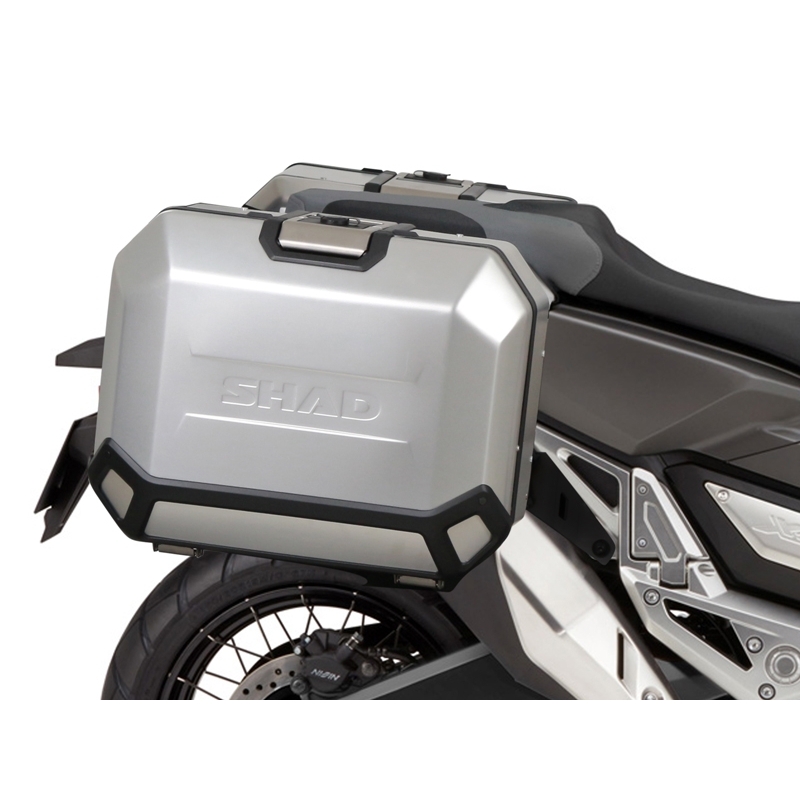 Complete set of 36L / 36L SHAD TERRA BLACK aluminum side cases, including mounting kit SHAD HONDA X-ADV 750