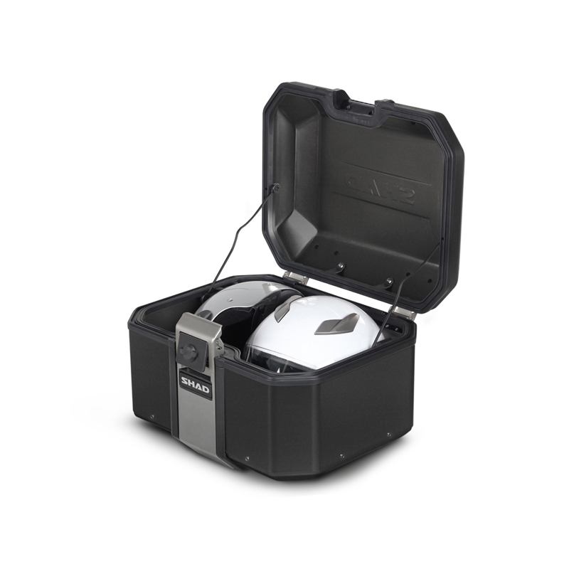 Complete set of aluminum cases SHAD TERRA BLACK, 48L topcase + 47L / 47L side cases, including mounting kit and plate SHAD HONDA NC 750 X 2021-