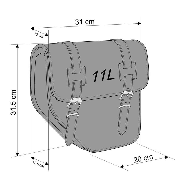 Leder-Satteltasche CUSTOMACCES IBIZA schwarz right, with universal support