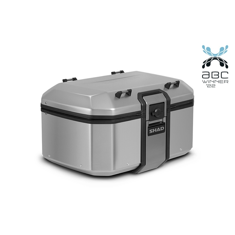 Complete set of aluminum cases SHAD TERRA, 55L topcase + 36L / 47L side cases, including mounting kit and plate SHAD Harley Davidson Pan America 1250