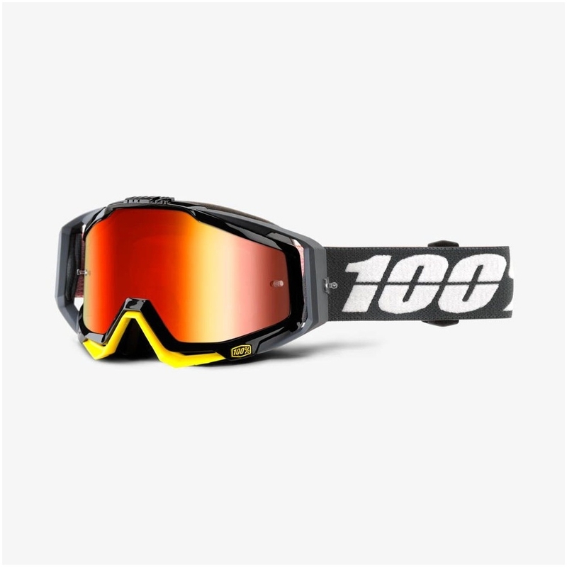 100% Racecraft Fortis Schutzbrille (rot verchromtes Plexiglas + klares Plexiglas)