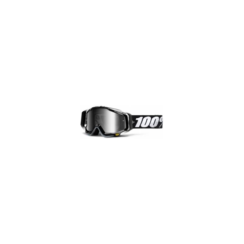 Schutzbrille 100% Racecraft Abyss Black schwarz (silberfarbenes Chromplexi + klares Plexiglas)
