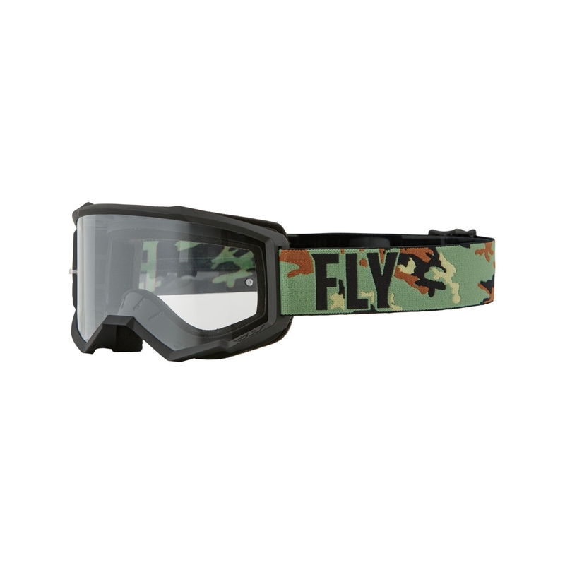 Motocross-Brille FLY Racing Focus schwarz camo (klares Plexiglas)