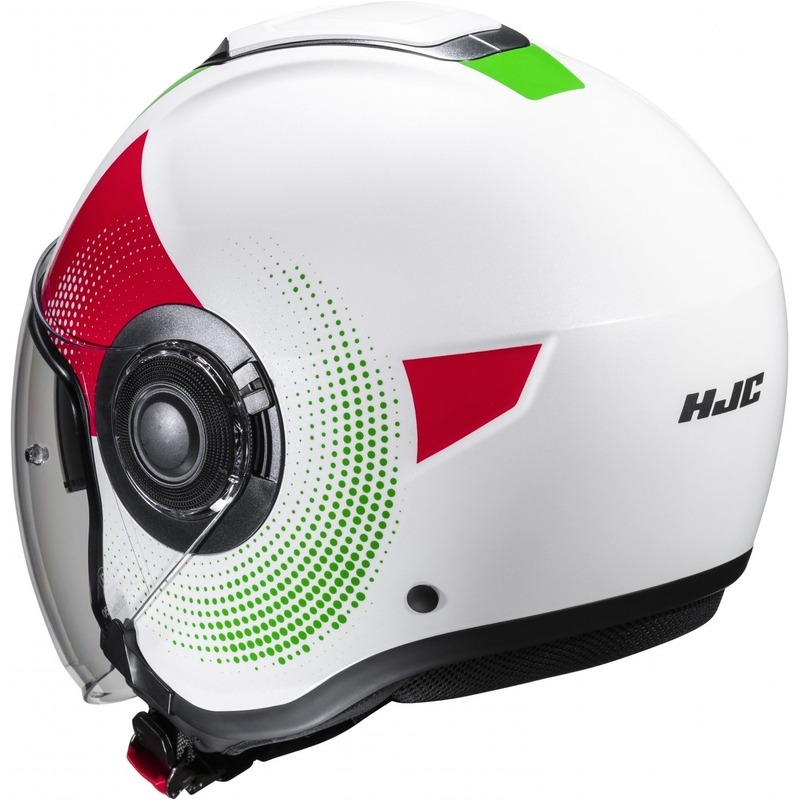Offener Motorradhelm HJC i40N Pyle MC41 rot-grün-weiß