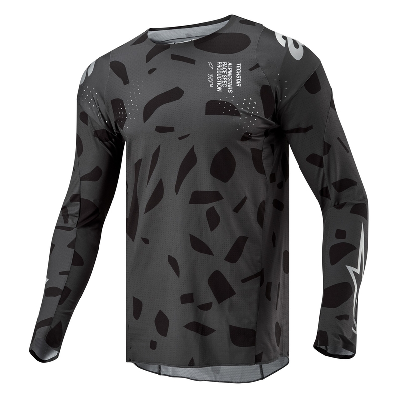 Alpinestars Techstar Graphit 2024 Motocross Jersey Schwarz Camo Ausverkauf