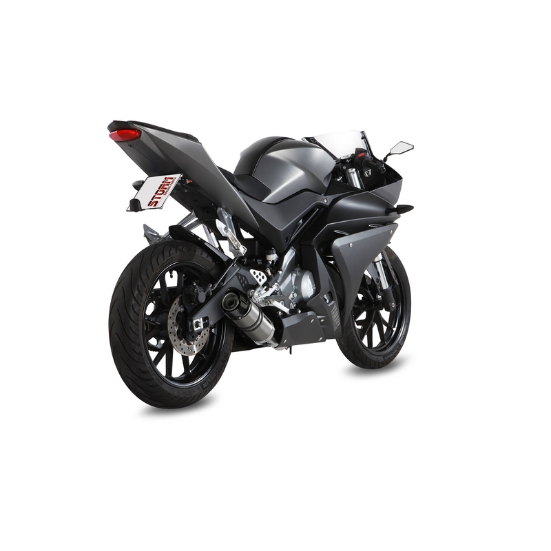 Auspuff komplett 1x1 STORM GP Stainless Steel with carbon cap für YAMAHA YZF-R 125 2014-2018, YAMAHA MT 125 2015-2019