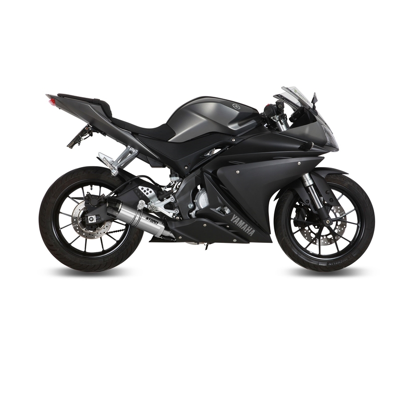 Auspuff komplett 1x1 STORM GP Stainless Steel with carbon cap für YAMAHA YZF-R 125 2014-2018, YAMAHA MT 125 2015-2019