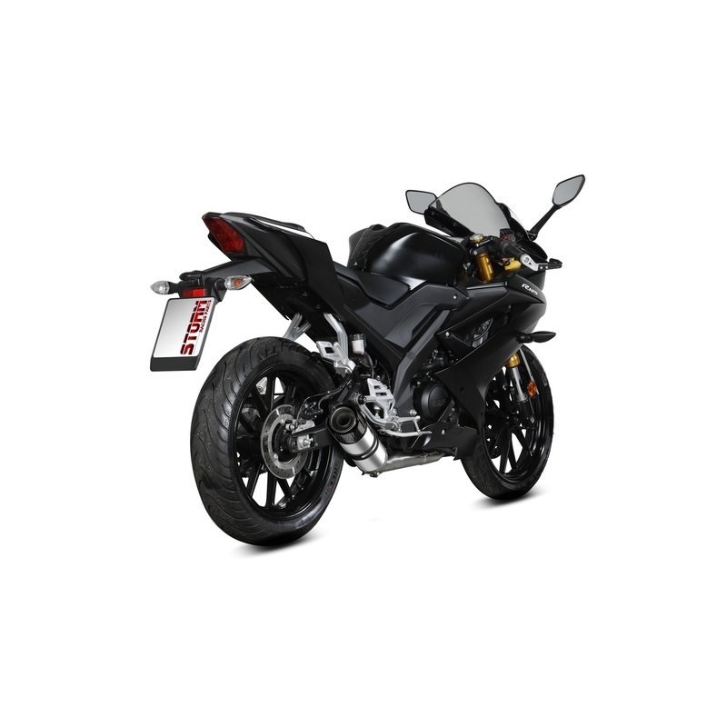 Auspuff komplett 1x1 STORM GP Stainless Steel with carbon cap für YAMAHA YZF-R 125 2019-2024, YAMAHA MT 125 2015-2024