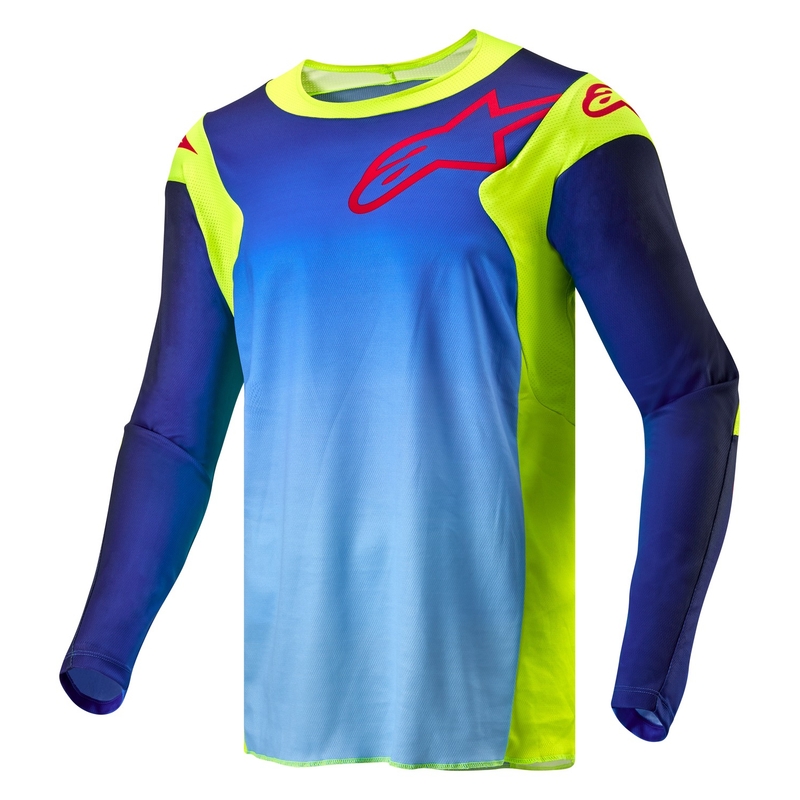 Alpinestars Racer Hoen Motocross Trikot neongelb-blau-rot