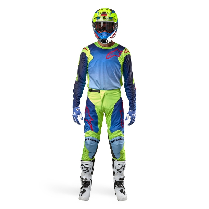 Alpinestars Racer Hoen Motocross Trikot neongelb-blau-rot