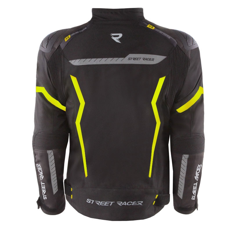 Motorradjacke Street Racer Flex EVO schwarz-neongelb