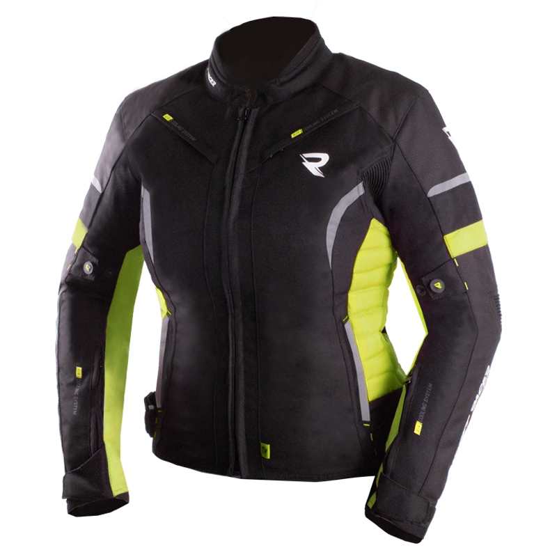 Damen-Motorradjacke Street Racer Betty II schwarz-fluogelb
