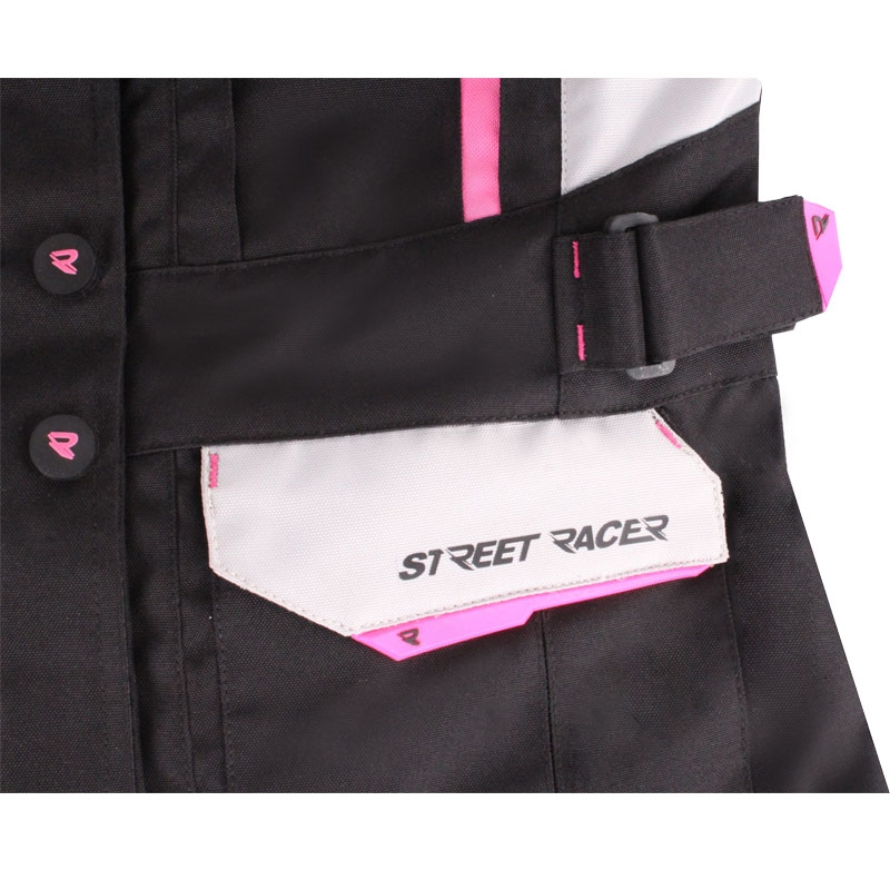 Damen-Motorradjacke Street Racer Hilax schwarz-grau-rosa