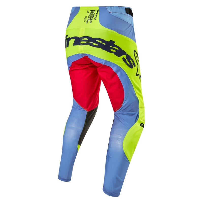 Motokrosové kalhoty Alpinestars Techstar Ocuri 2024 světle modro-fluo žluto-červené