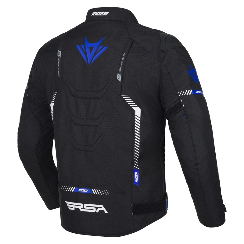 Motorradjacke RSA Rider schwarz-weiß-blau