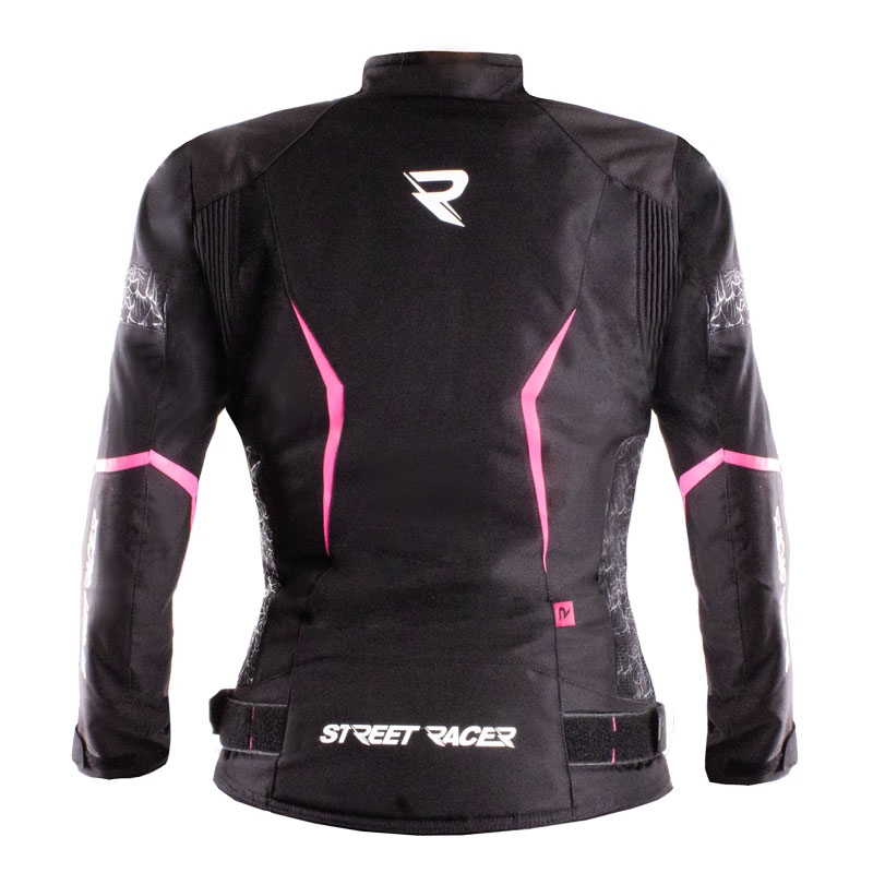 Damen-Motorradjacke Street Racer Rose Air schwarz-rosa