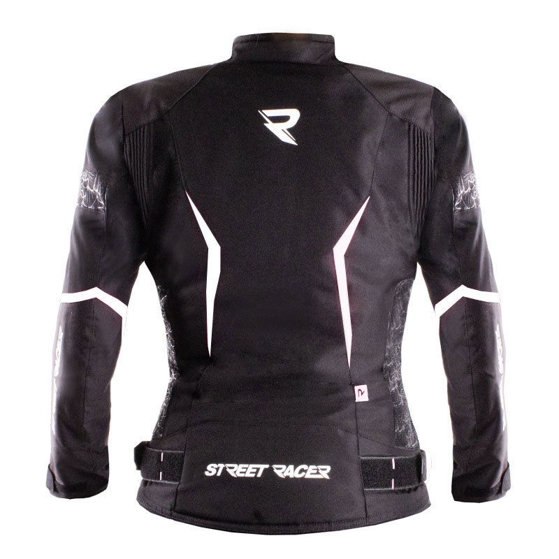 Damen-Motorradjacke Street Racer Rose Air schwarz-weiß