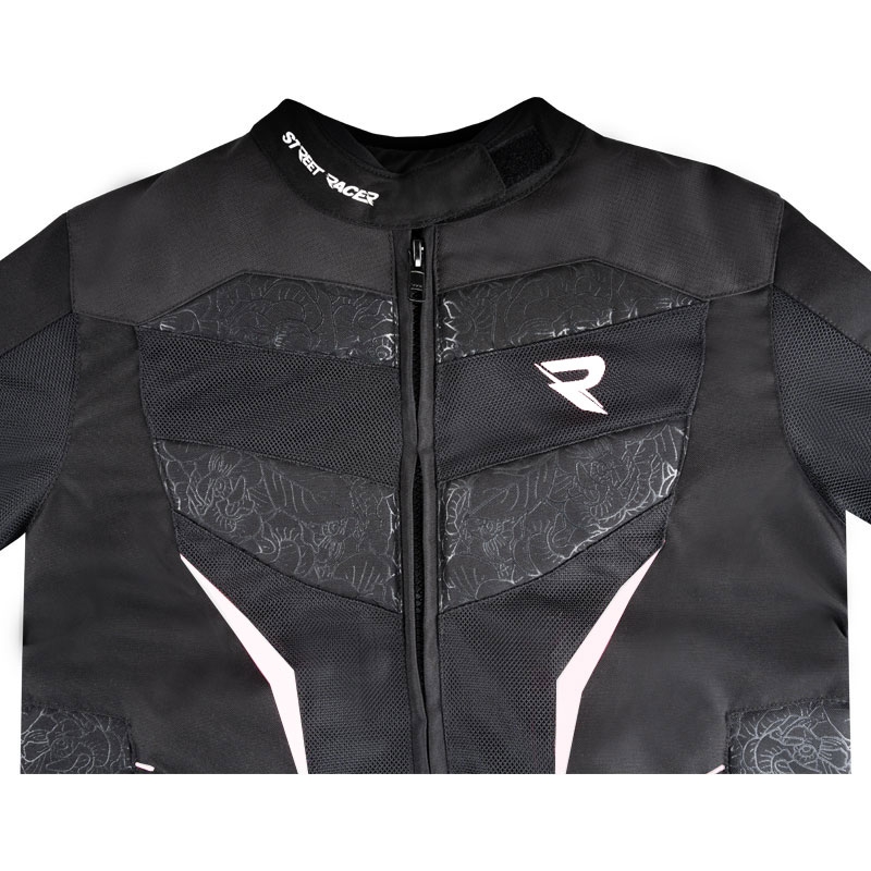Damen-Motorradjacke Street Racer Rose Air schwarz-weiß