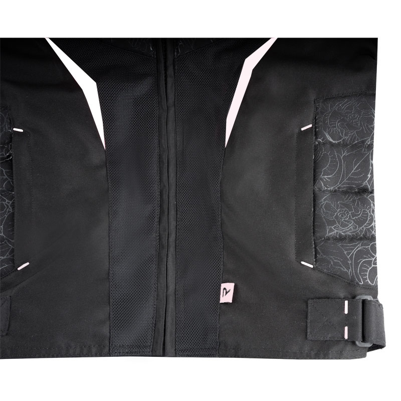 Damen-Motorradjacke Street Racer Rose Air schwarz-weiß