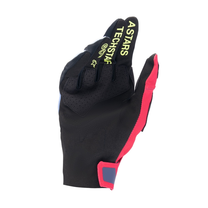 Alpinestars Techstar Motocross-Handschuhe hellblau-rot-gelb-fluo-schwarz
