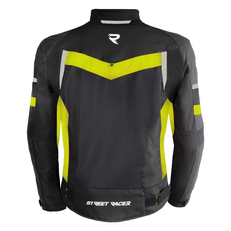 Street Racer Evans Air Motorradjacke schwarz-fluoreszierend gelb