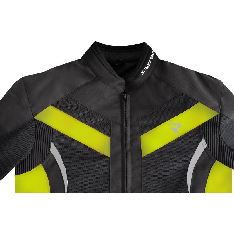 Street Racer Evans Air Motorradjacke schwarz-fluoreszierend gelb