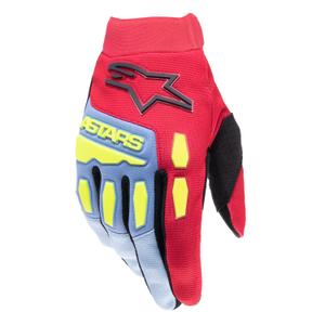 Motokrosové rukavice Alpinestars Full Bore 2024 světle modro-červeno-žlutá fluo-černé