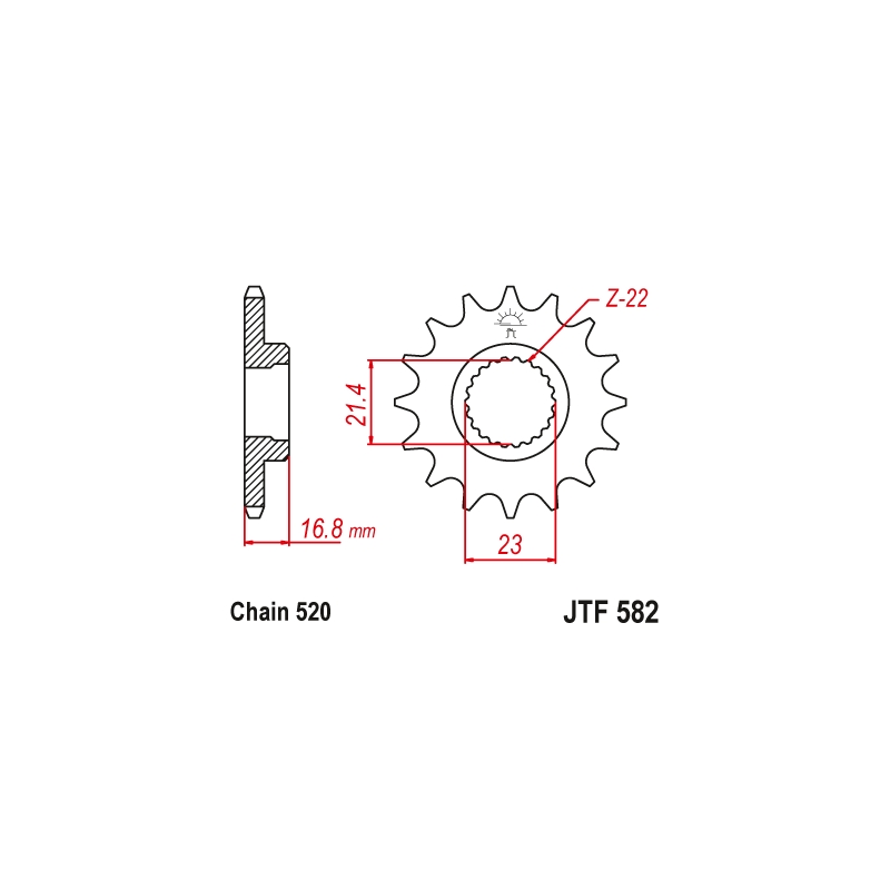 Ritzel JT 16T, 520 rubber cushioned