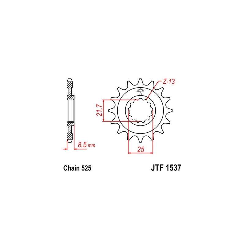 Ritzel JT 15T, 525 rubber cushioned