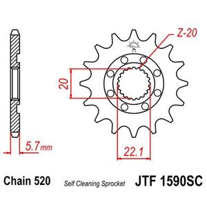 Ritzel JT JTF 1590-14SC 14T, 521 Self Cleaning Lightweight
