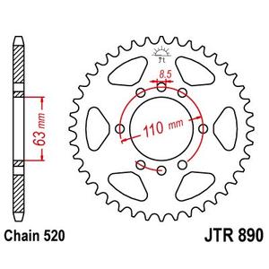 Ketten Rad JT JTR 890-42ZBK 42T, 520 Black zinc