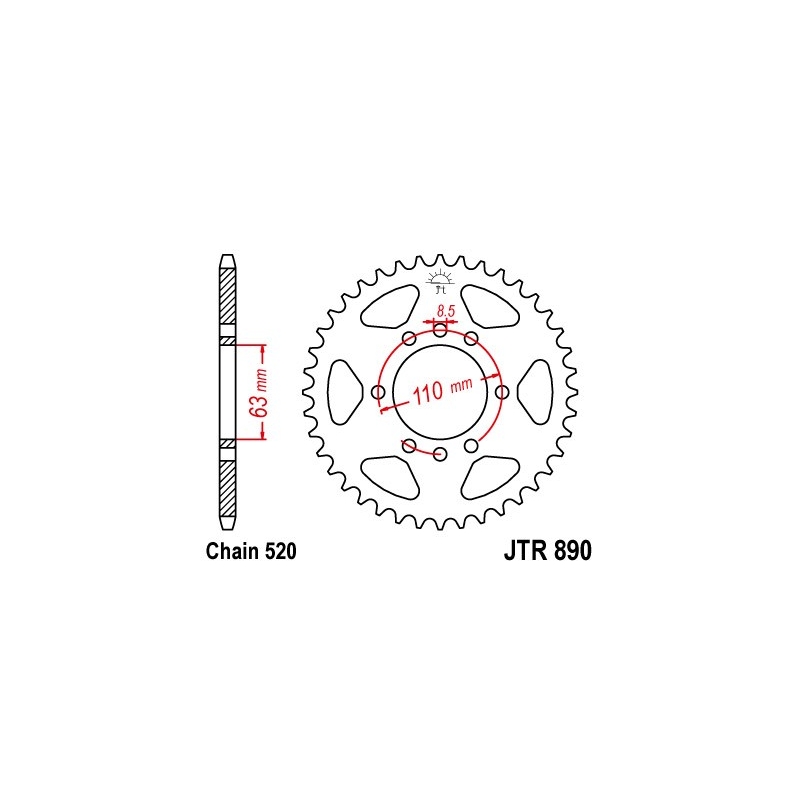 Ketten Rad JT 42T, 520 Black zinc