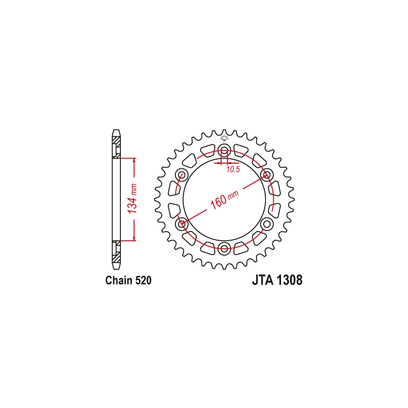 Aluminium-Ketten Rad JT 43T, 520 schwarz