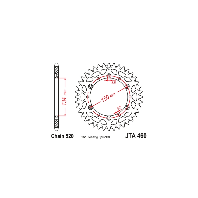 Aluminium-Ketten Rad JT 48T, 520 schwarz