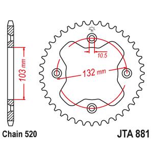 Aluminium-Ketten Rad JT JTA 881-38ORG 38T, 520 orange