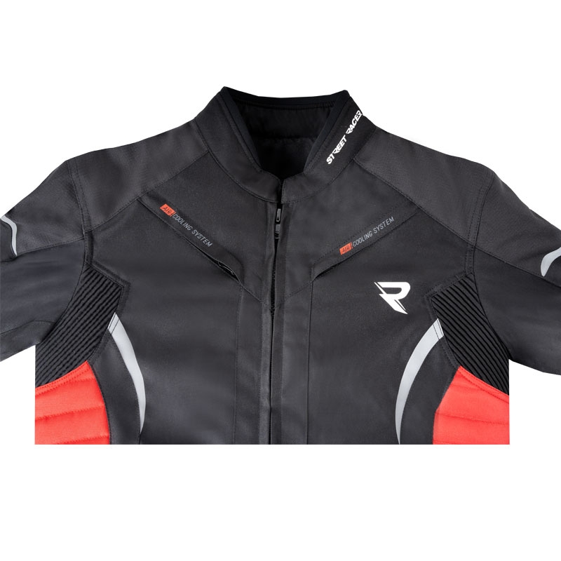 Motorradjacke Street Racer Evans schwarz-rot