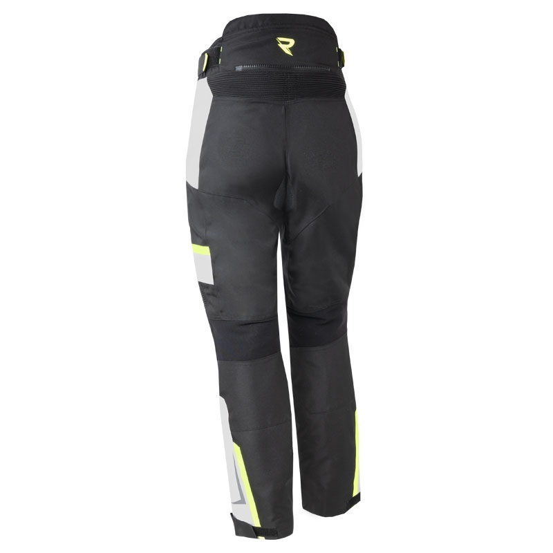 Damen-Motorradhose Street Racer Hilax Schwarz-Grau-Fluogelb