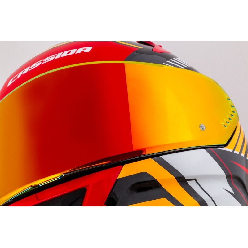 Integrierter Motorradhelm Cassida Aero Drome perlschwarz-orange-rot-weiß
