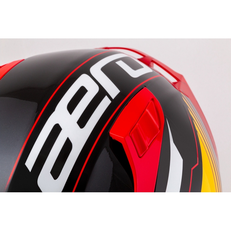 Integrierter Motorradhelm Cassida Aero Drome perlschwarz-orange-rot-weiß