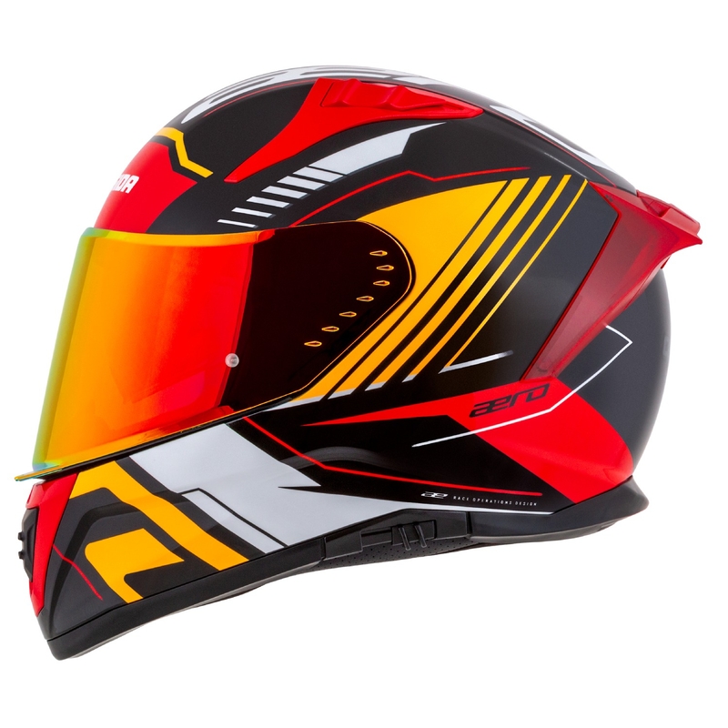 Integrierter Motorradhelm Cassida Aero Drome perlschwarz-orange-rot-weiß