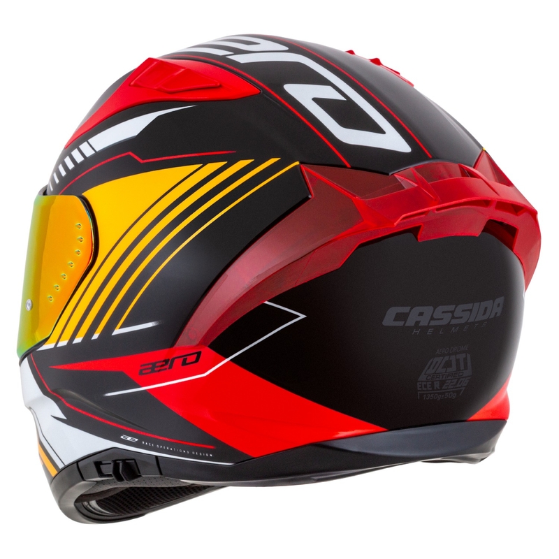 Integrierter Motorradhelm Cassida Aero Drome perlschwarz-orange-rot-weiß