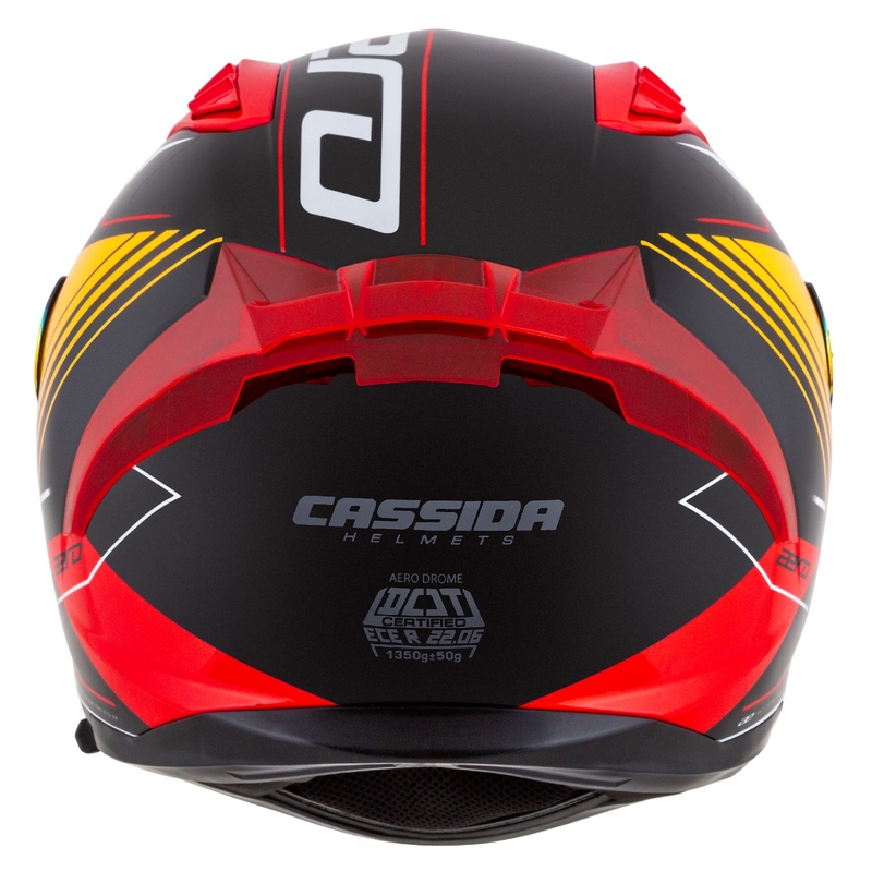Integrierter Motorradhelm Cassida Aero Drome perlschwarz-orange-rot-weiß