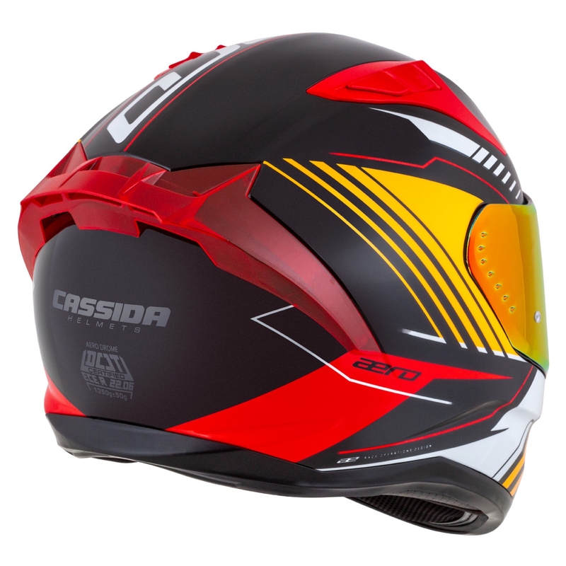 Integrierter Motorradhelm Cassida Aero Drome perlschwarz-orange-rot-weiß