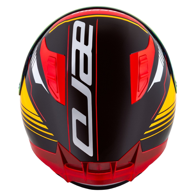 Integrierter Motorradhelm Cassida Aero Drome perlschwarz-orange-rot-weiß
