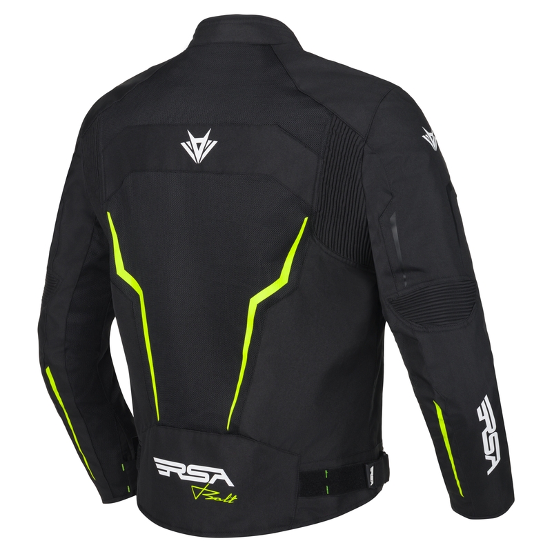 Motorradjacke RSA Bolt schwarz-weiß-fluorgelb