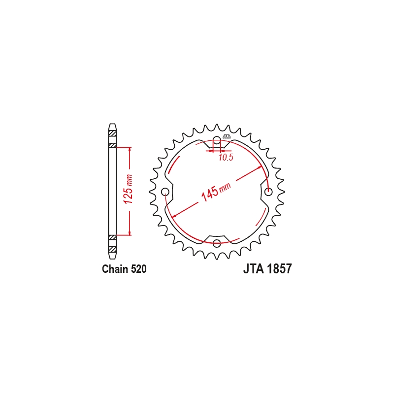 Aluminium-Ketten Rad JT 36T, 520 schwarz