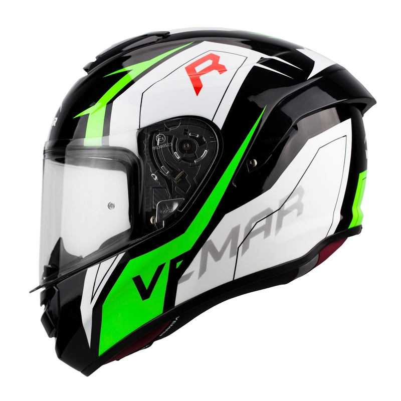 Integralhelm Vemar Hurricane Revenge schwarz-weiß-grün