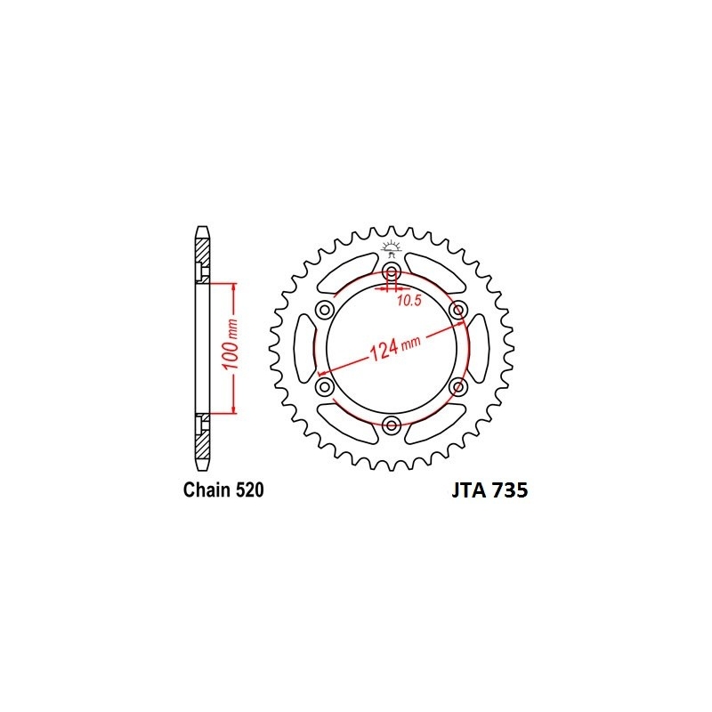 Aluminium-Ketten Rad JT 37T, 520