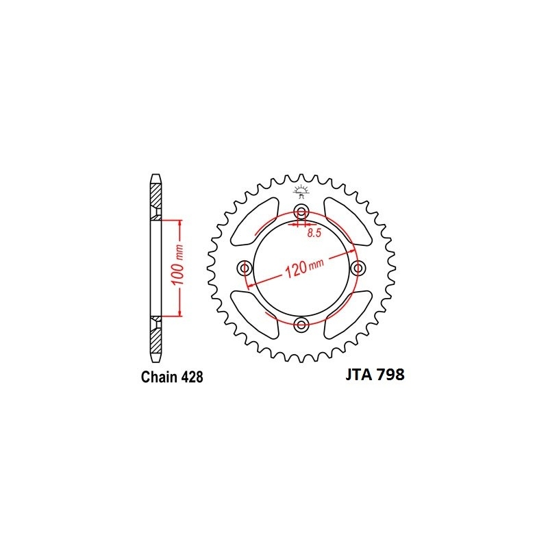 Aluminium-Ketten Rad JT 48T, 428