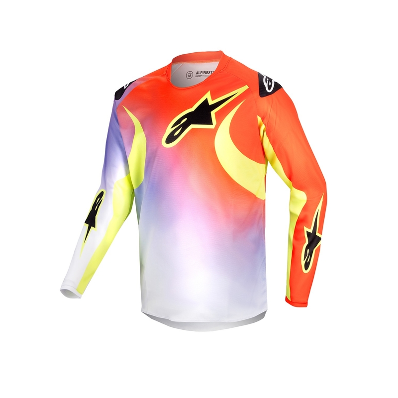Kinder Motocross Trikot Alpinestars Racer Lucent 2024 weiß-schwarz-fluo gelb